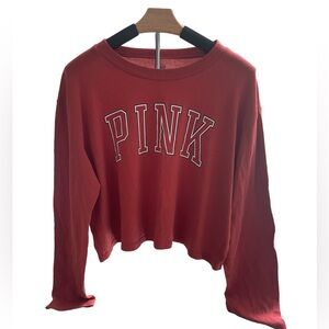 Victoria’s Secret PINK Long Sleeve Collegiate Font Crop Top